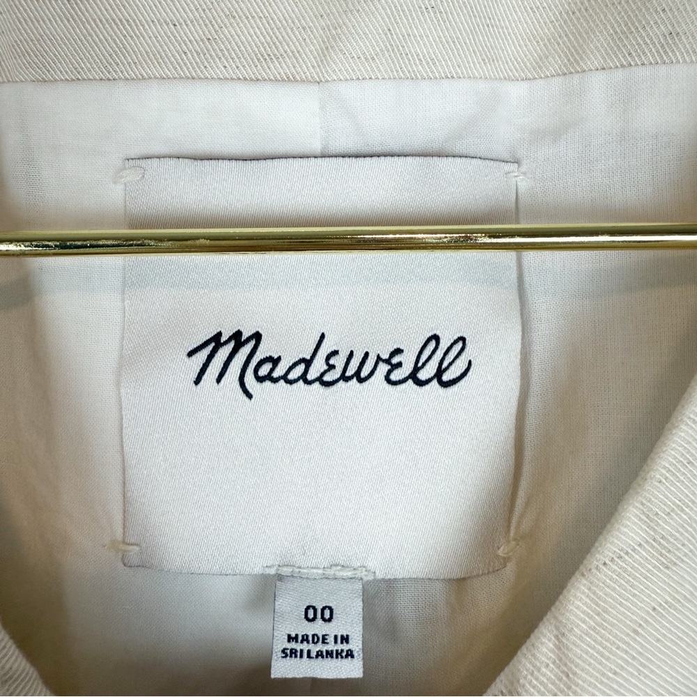 Madewell Crewneck Cutaway Vest in Drapey Twill Cream Linen Blend‎ Size 00 - Picture 11 of 14